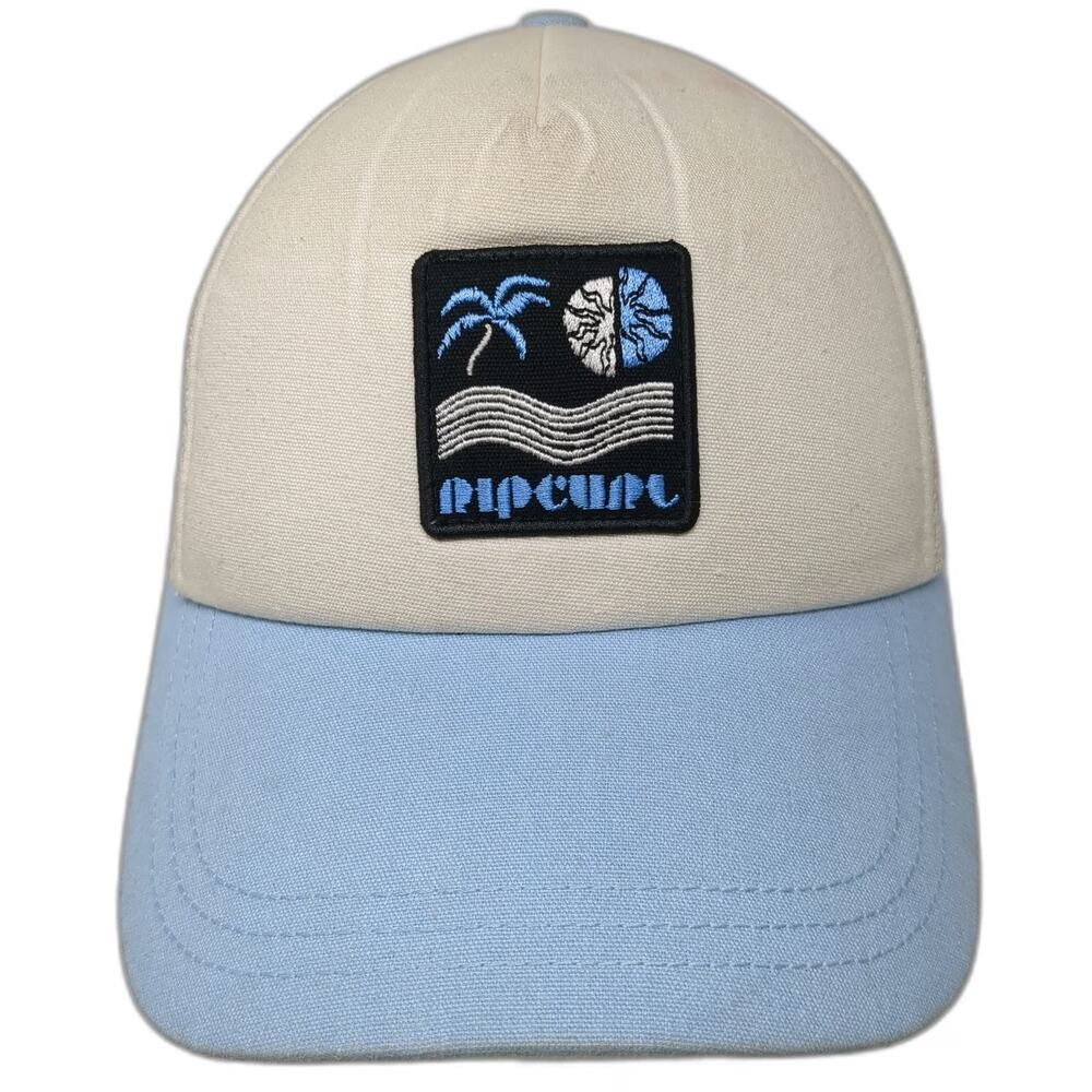 Rip Curl Trucker Hat Beige Blue One Size Mesh Back Snapback Surf Beach Patch